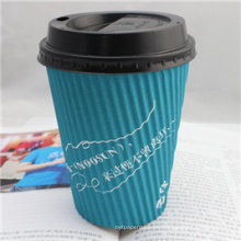 10 Oz Desechable Personalizado Biodegradable Ripple Wall Coffee Paper Taza